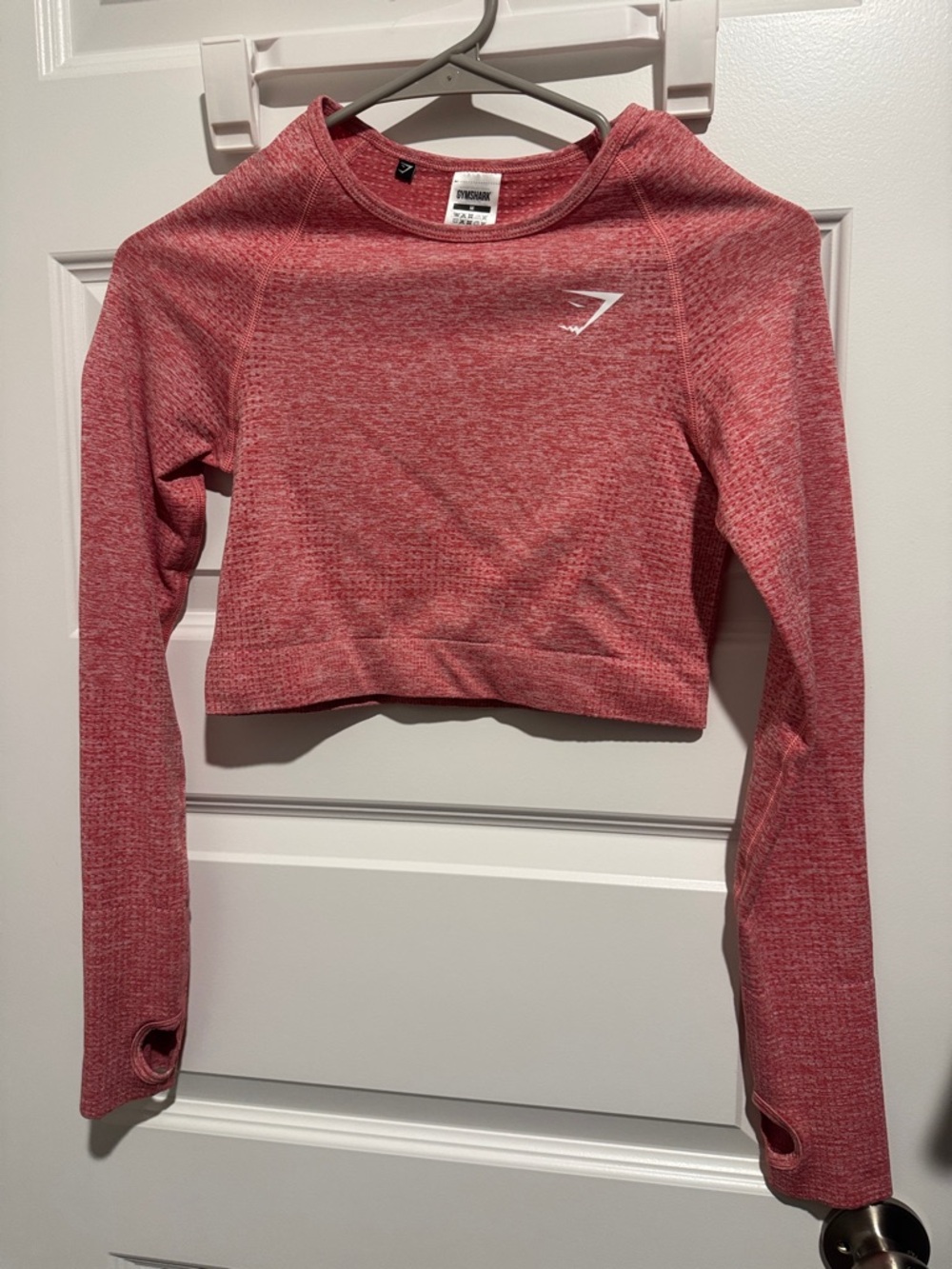 Gymshark Pink-Red Seamless Cropped Long-Sleeve Top